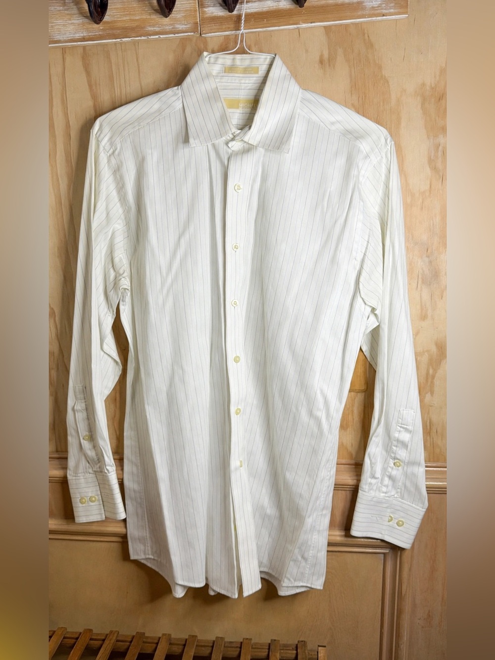 Men's White Pinstripe Dress Shirt